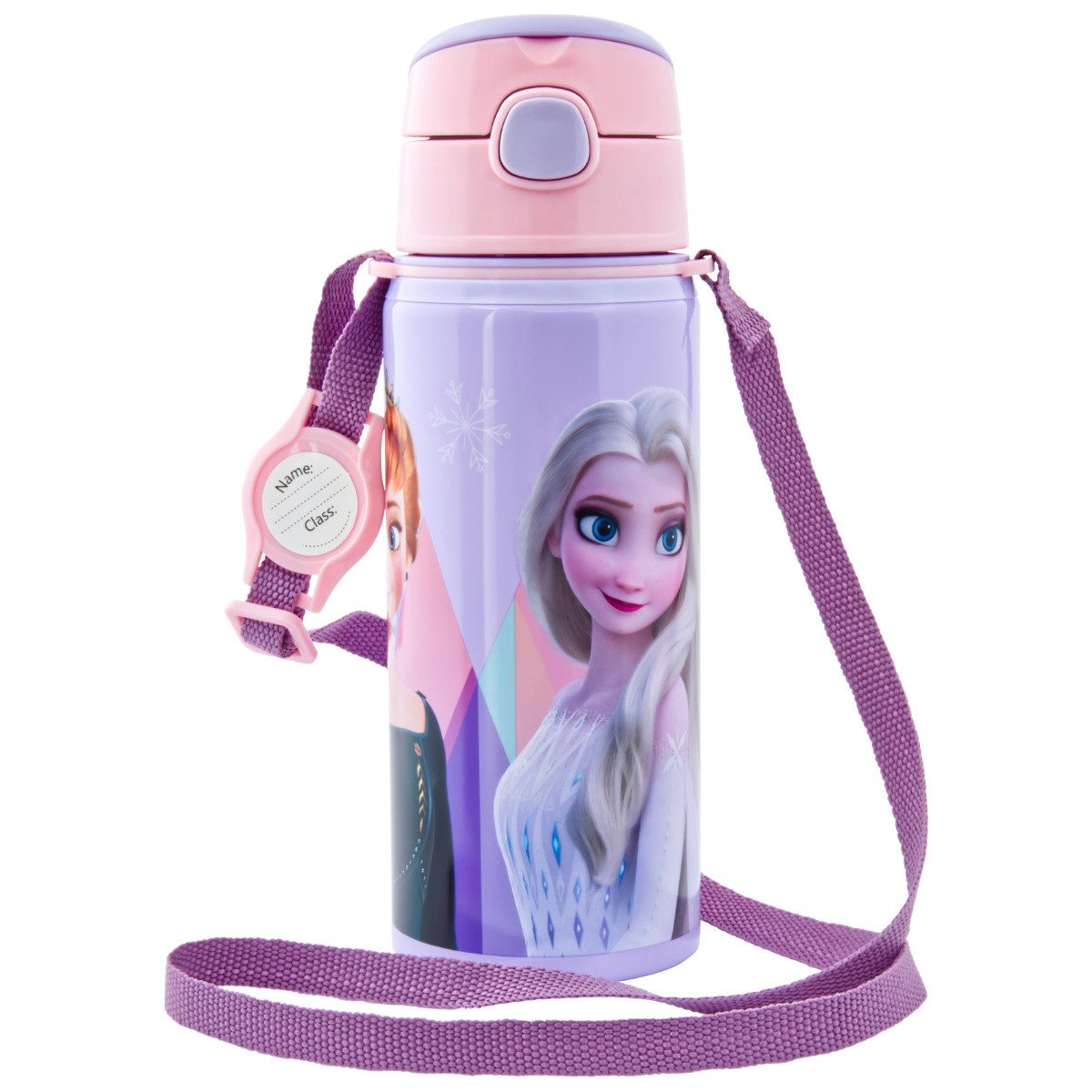 miniHeld Trinkflasche Kinder Trinkflasche Frozen 500ml Aluminium Flasche Tragegurt Elsa Anna