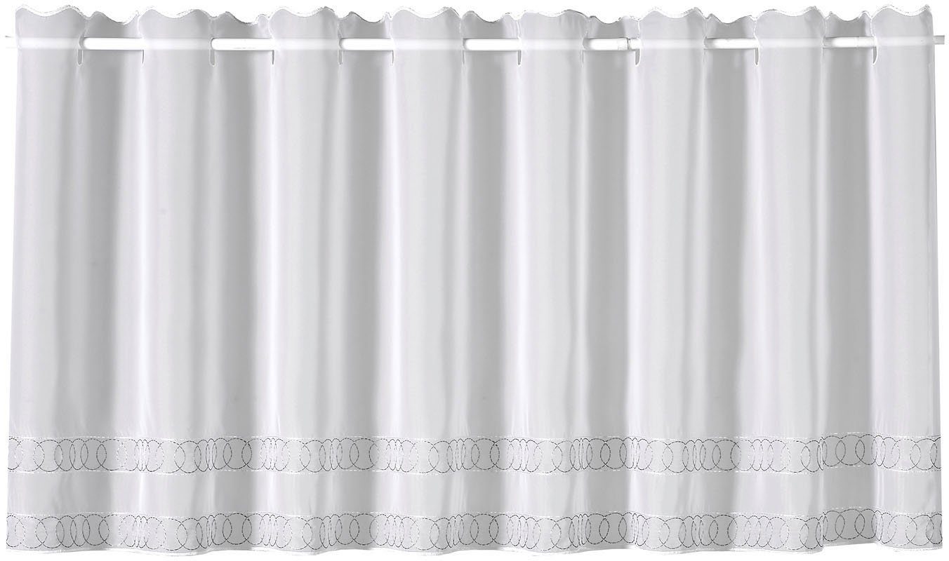 Scheibengardine Gino, Gerster, Durchzuglöcher (1 St), transparent, HxB: 45x150, mit feinem Stickdesign | Fertiggardinen