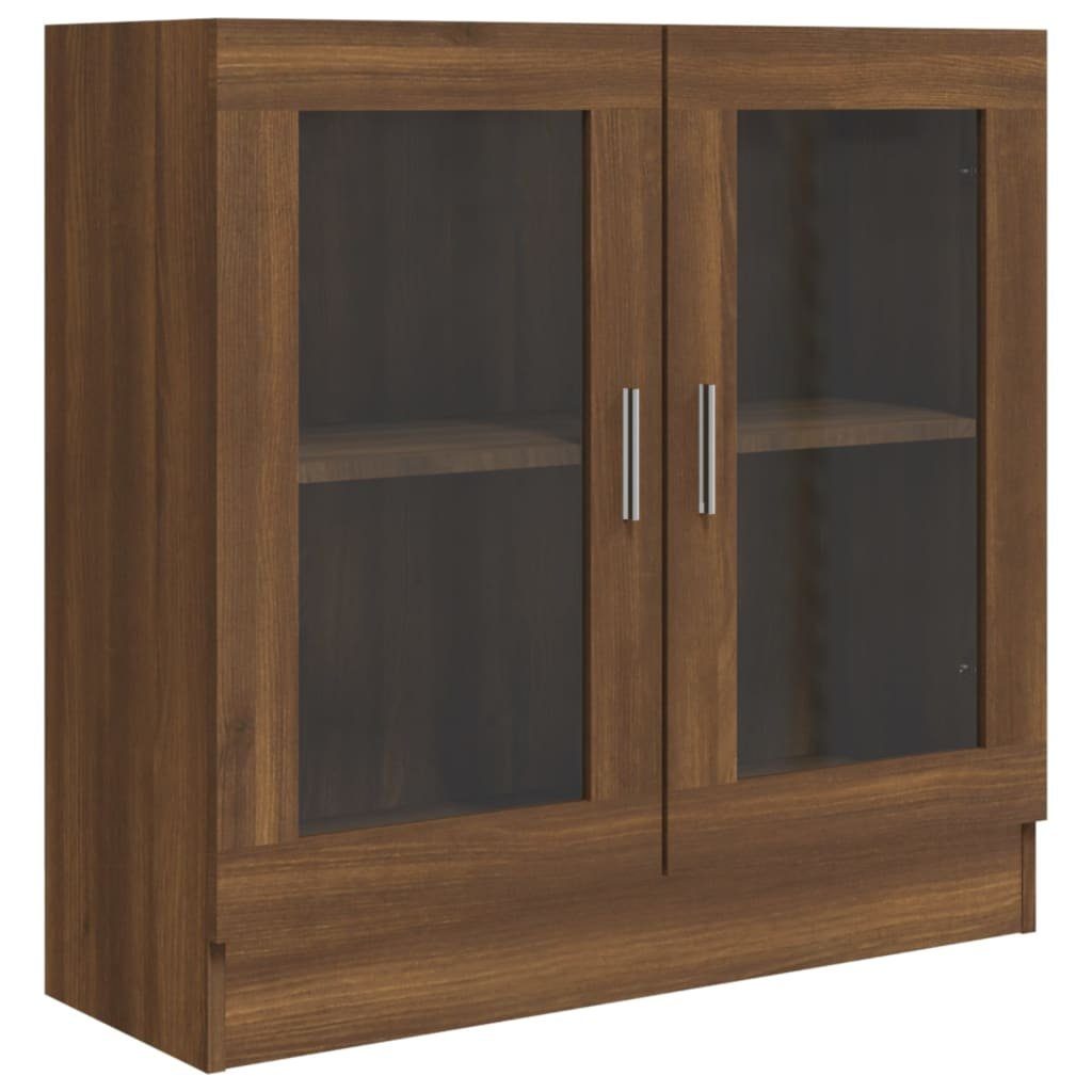 Bücherregal Holzwerkstoff furnicato Vitrinenschrank Eichen-Optik 82,5x30,5x80cm Braun