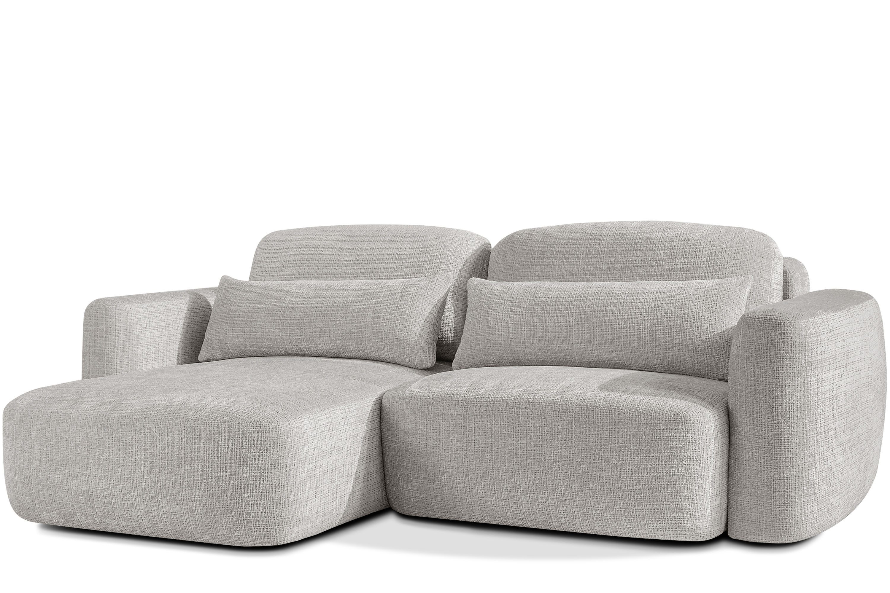 KONSIMO® Ecksofa ELOSA Japandi-Stil, mit Lendenkissen, Premiumqualität aus EU, Ecksofa links, mit Schlaffunktion, Liegefläche 195x163 cm