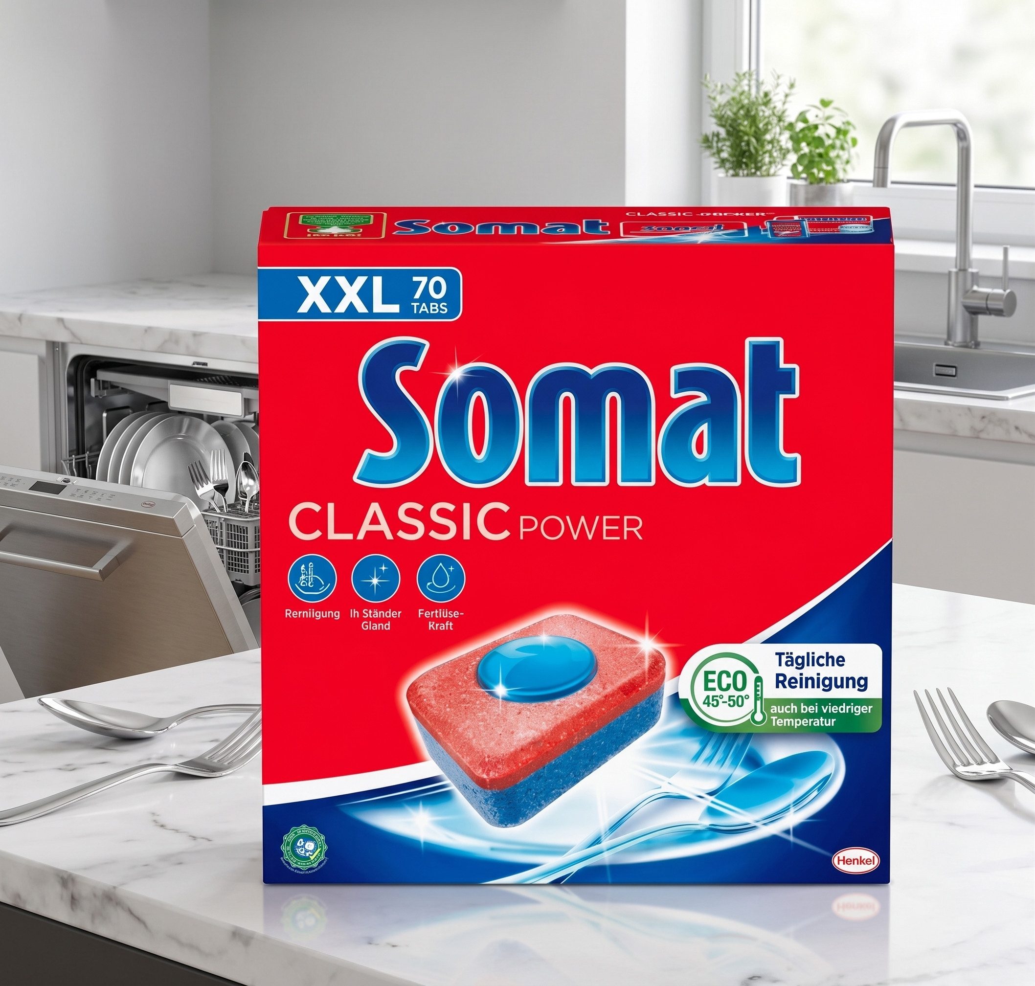 Somat Somat Classic Tabs, Power Geschirr-Spülmaschinentabs -- 70 Tabs Spülmaschinentabs