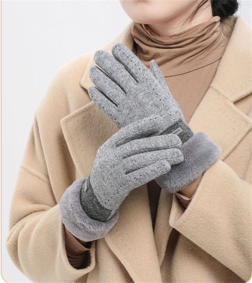 und L.Ru Winddichte UG Fleecehandschuhe Sie Outdoor-Reiten die warm geeignet thermische Thermohandschuhe, Gestrickte halten Kälteschutz für Damenhandschuhe,