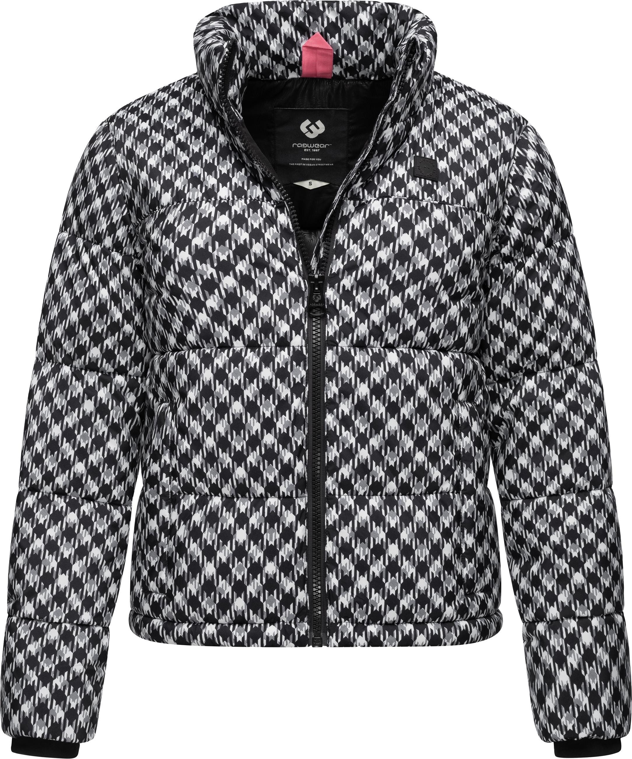 Ragwear Winterjacke Serah Print wasserdichte Winter Steppjacke mit Hahnentritt Muster