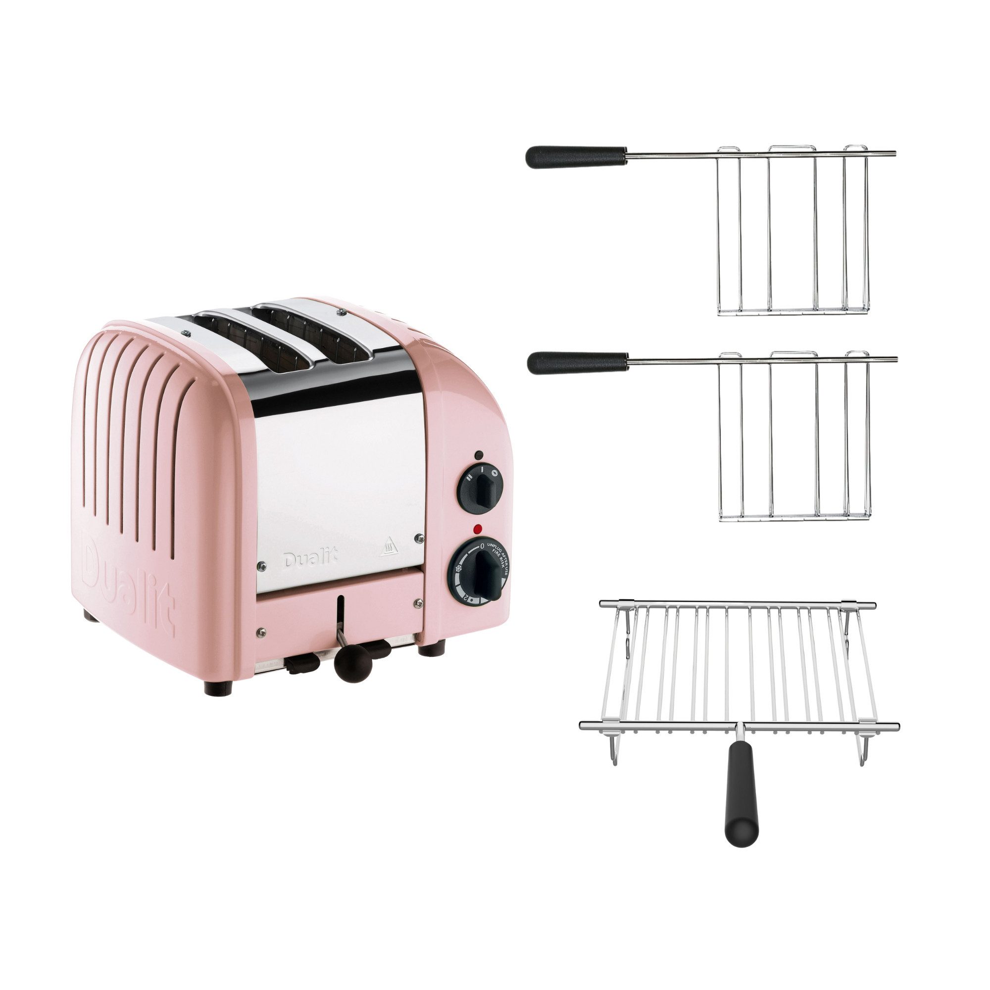 Toaster Dualit Paket 3, 2er Toaster mit Brötchenaufsatz und 2 Sandwichzangen