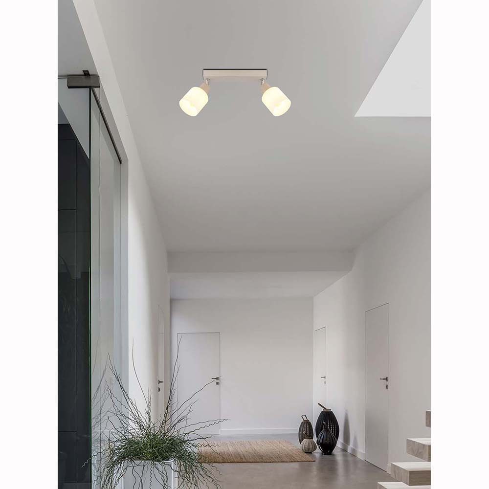 GLOBO LIGHTING Deckenspot, Leuchtmittel nicht inklusive, Strahler Deckenlampe Spotleuchte sandfarben Glas schwenkbar L 28 cm