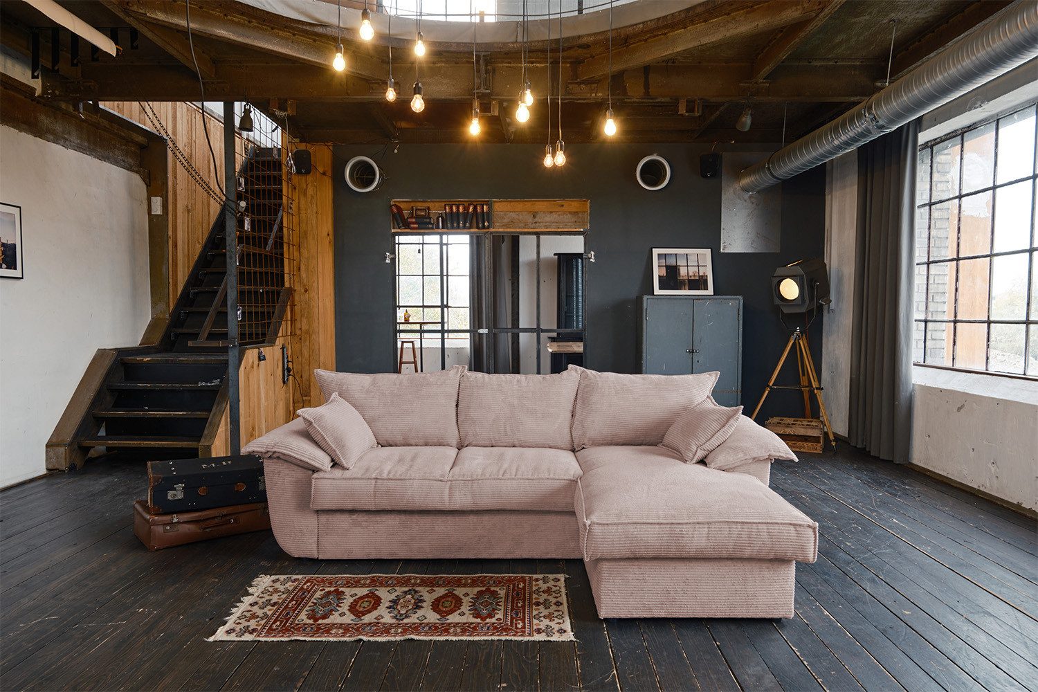 KAWOLA Ecksofa DAMETO, Schlafsofa Couch Cord günstig online kaufen