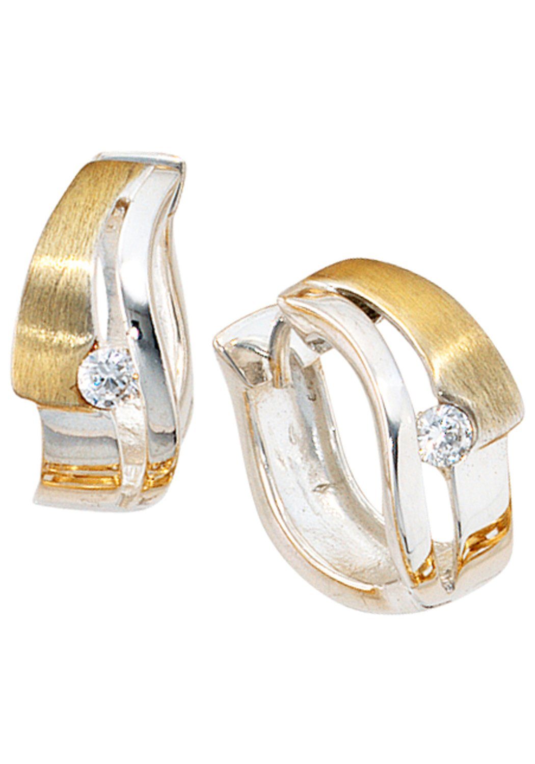 JOBO Paar Creolen, 925 Silber bicolor vergoldet mit Zirkonia günstig online kaufen