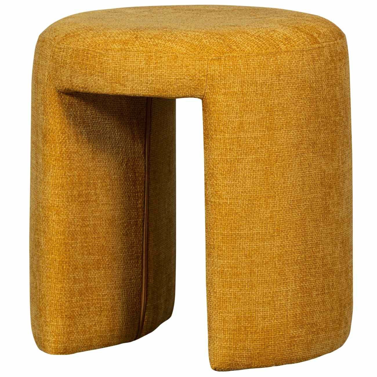WOOOD Hocker Charlie aus Chenille-Stoff, Gelb günstig online kaufen