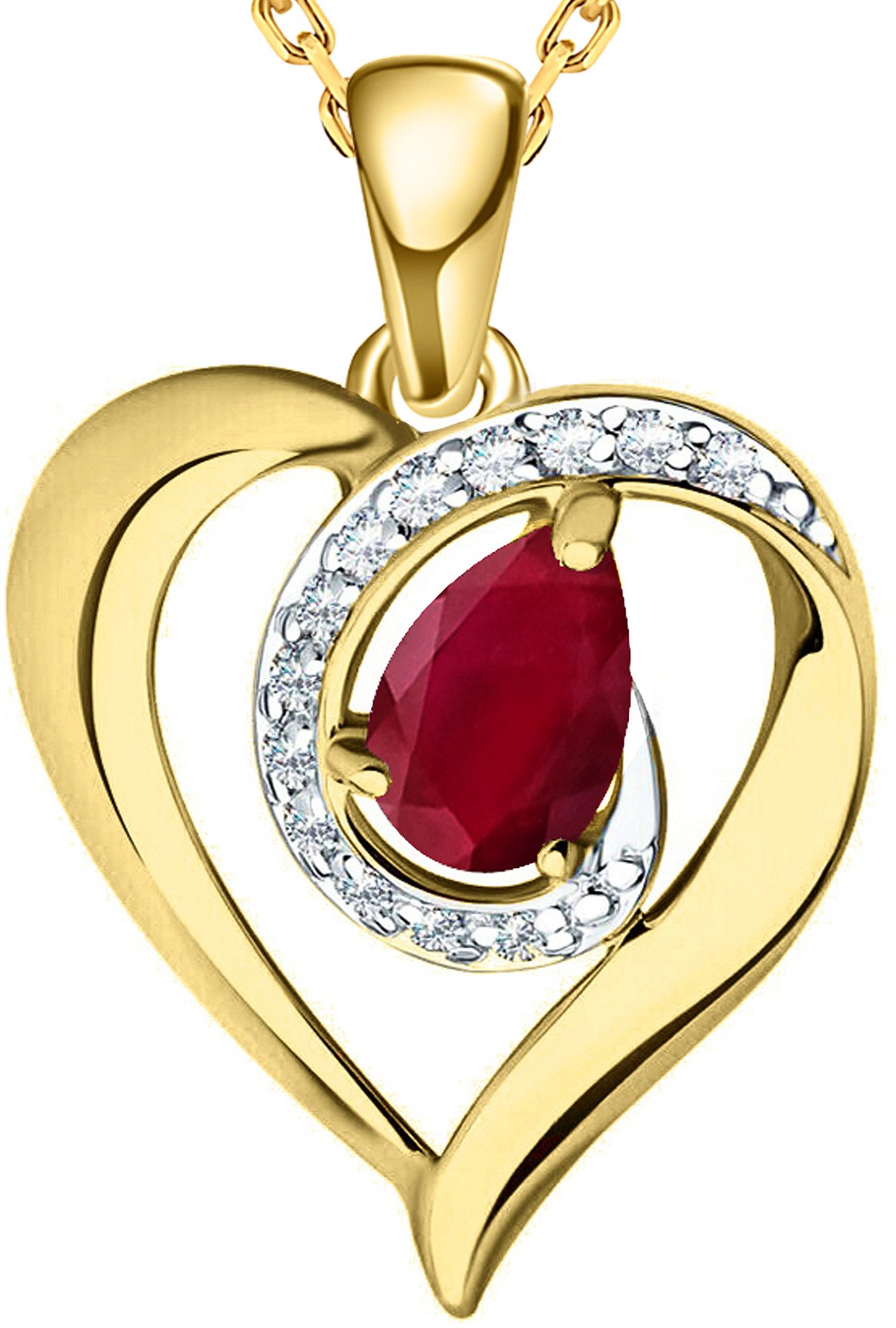 Limana Herzkette echter Rubin rot 925 Silber Damen Kette Goldkette vergolde günstig online kaufen