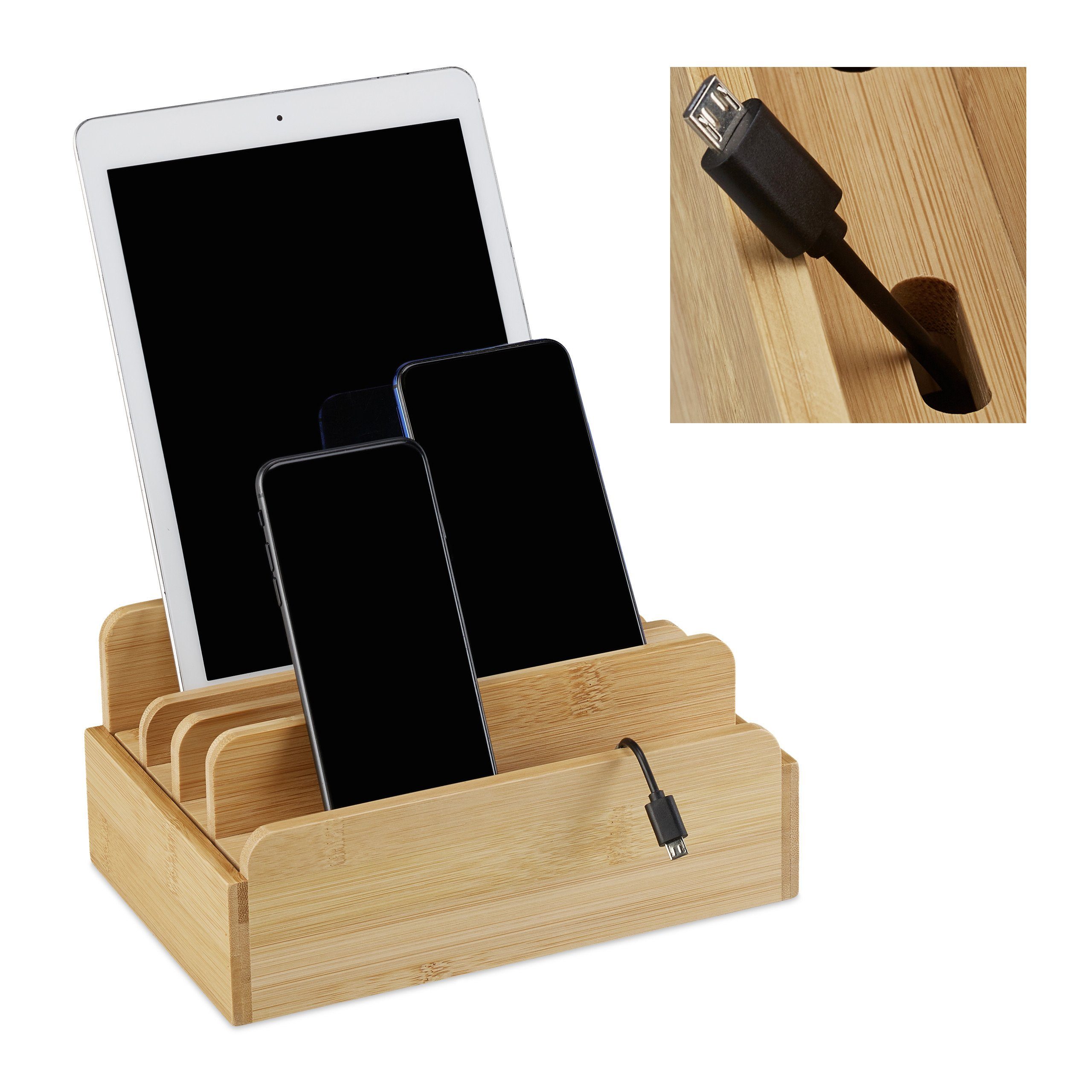 Handy-Halterung Ladestation Bambus