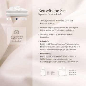 Bettwäsche Mako Satin, bo&button, Mako-Satin, 2 teilig, Bettwäsche Set, Bio Baumwolle (Long Staple 300) seidig weich & schön
