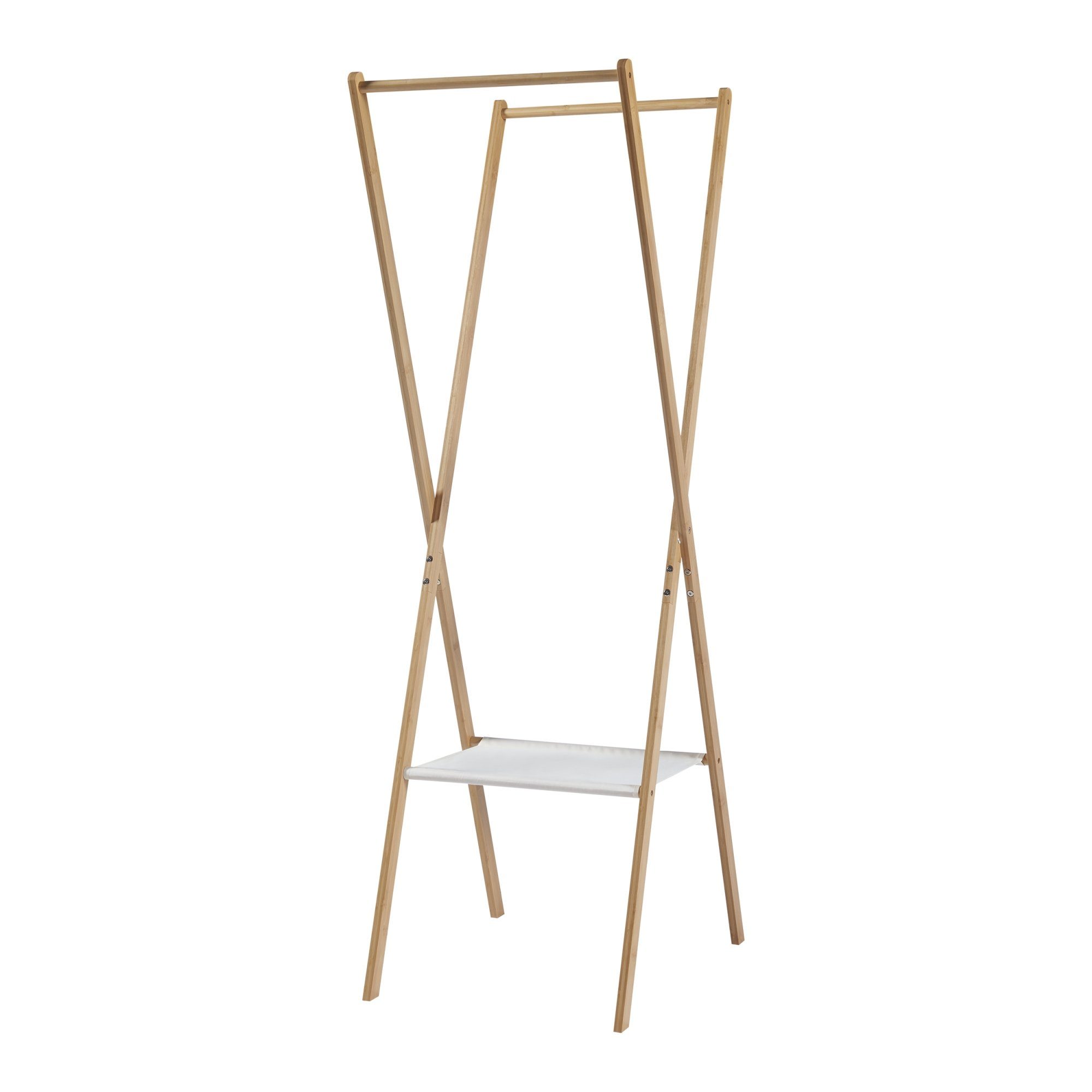 en.casa Garderobenständer, »Iisalmi« klappbar mit einer Ablage 50x57x156 cm Bambus