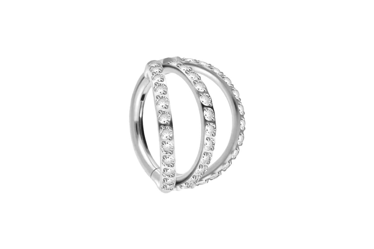Nasenpiercing Titan Segmentring Clicker 3 RINGE + EINGEFASSTE KRISTALLE Ohrpiercing