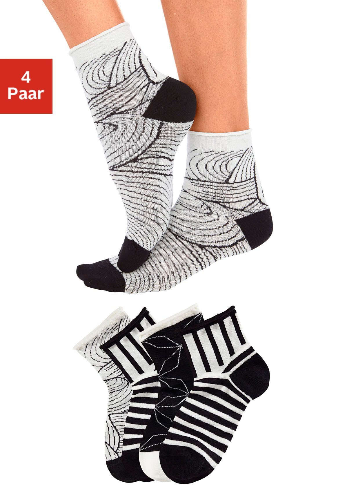 H.I.S Kurzsocken (4-Paar) in unterschiedlichen Designs