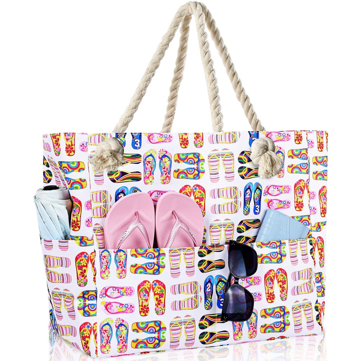MOPUEA Strandtasche Strandtasche wasserdicht Damen mit Reißverschluss und großem Stauraum (XXL Strandtasche für Strand, Reisen, Sport und Einkäufe, Viel Stauraum für Handtücher, Kleidung und Strandzubehör), Wasserdicht, reißfest, leicht, großes Nassfach innen