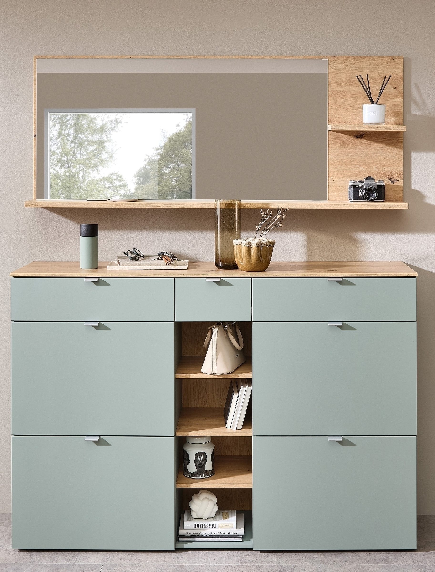 Innostyle Garderoben-Set (2-teilig) Schilfgrün / Eiche günstig online kaufen