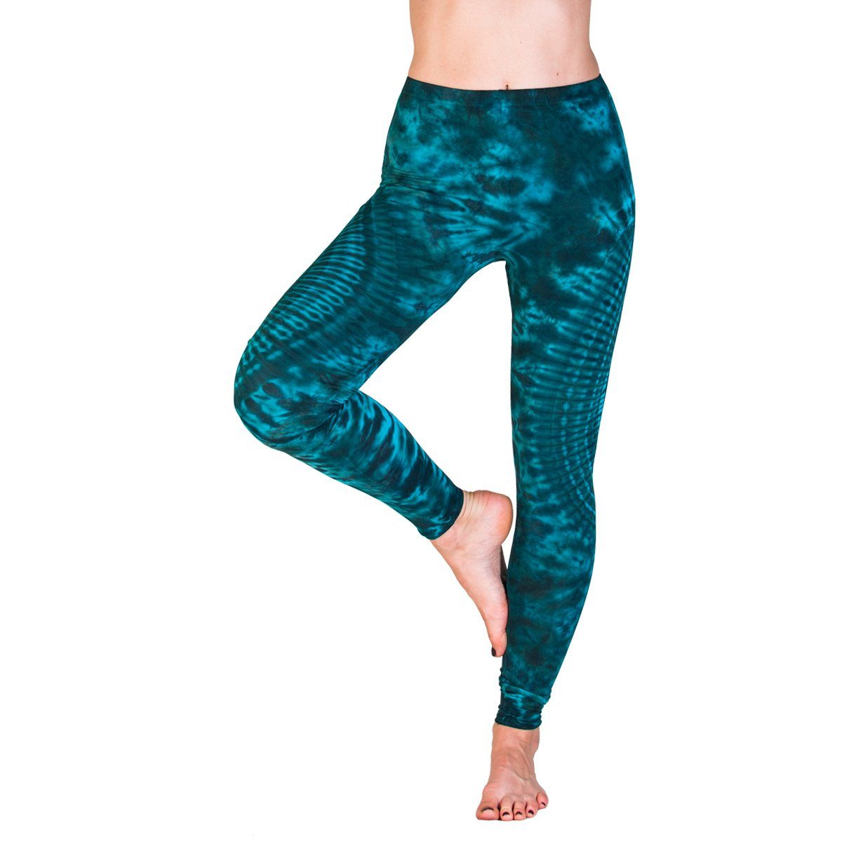 PANASIAM Leggings Unikat Batik Leggings 'Sonne' aus natürlicher Viskose Goa Hose im Batik Look Yogaleggings Sporthose Sportleggings lange Leggings