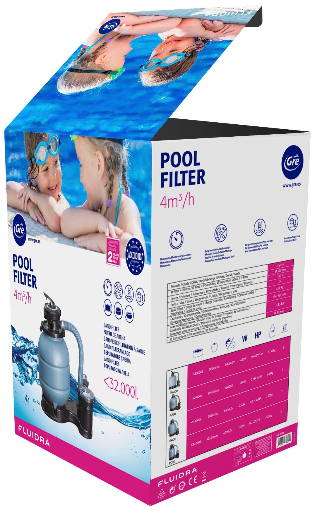 Gre Sandfilteranlage FS320, Samoa Filter, 180 l/h