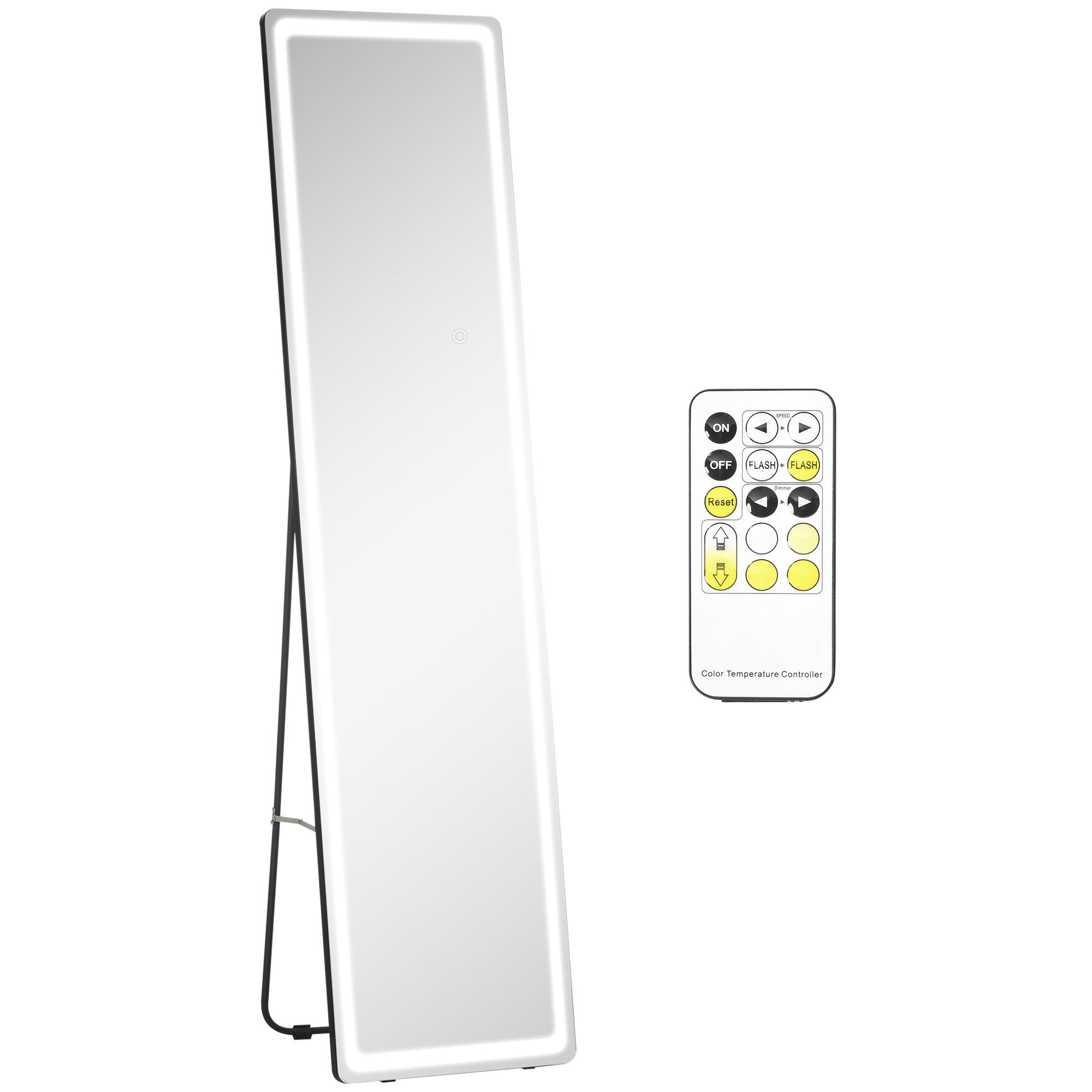 HOMCOM Standspiegel mit LED-Licht, freistehend, Aluminium, einstellbares Li günstig online kaufen