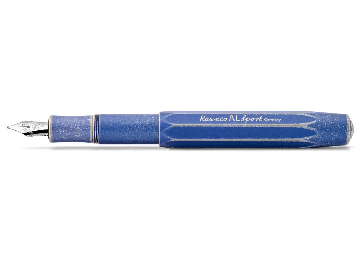 Kaweco Füllfederhalter Kaweco AL Sport Stonewashed Füllhalter Blau, Extra Fein Stahl blank