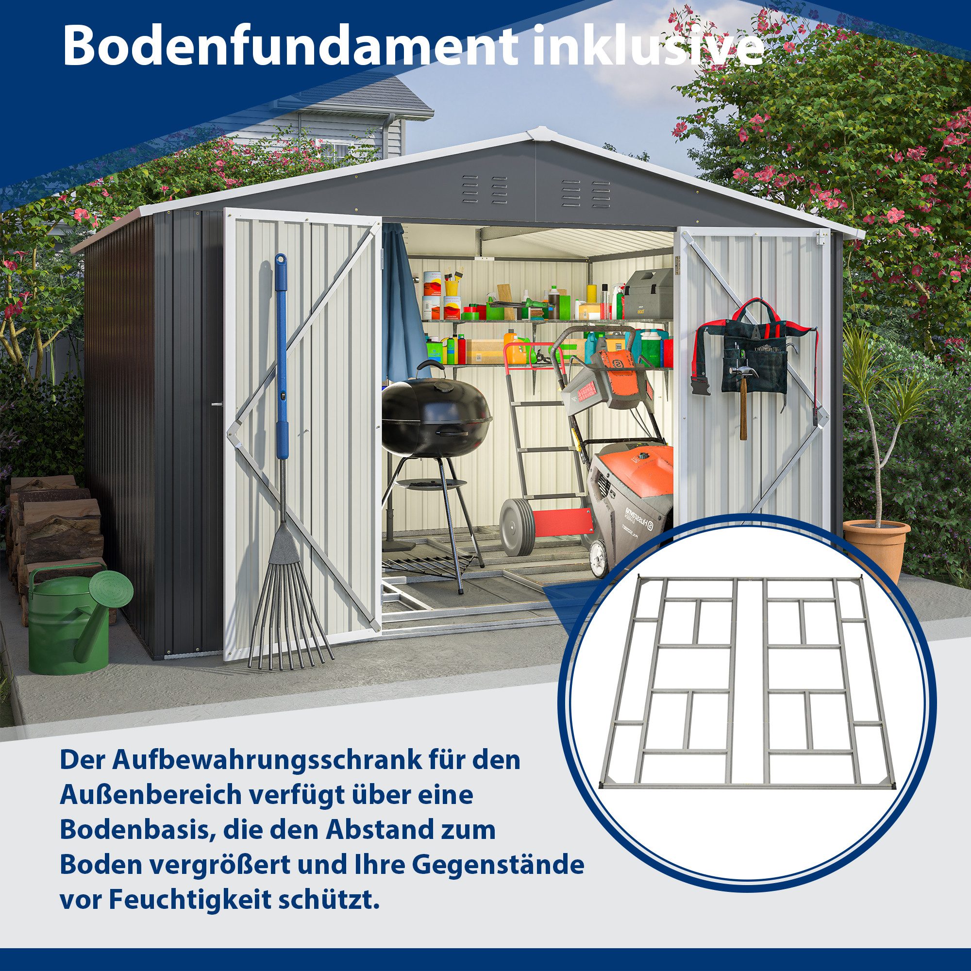 Thanaddo Gartenhaus Metall Gerätehaus Geräteschuppen Inkl. Metallfundament, günstig online kaufen