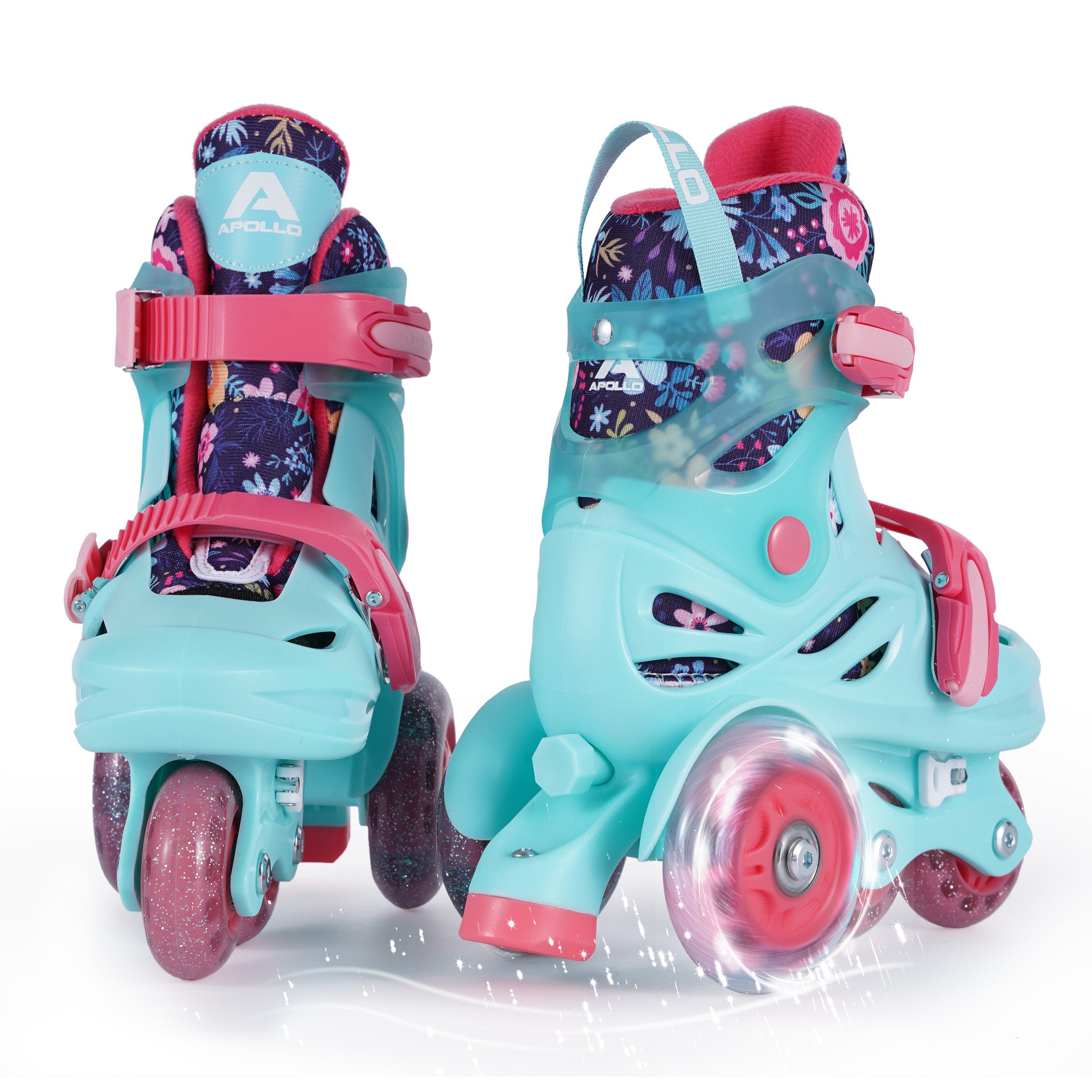 Apollo Rollschuhe Verstellbare Hybrid-Rollschuhe Kinder, Größe 26-30, ideal für Anfänger, mit LED-Rollen, stabil & farbenfroh