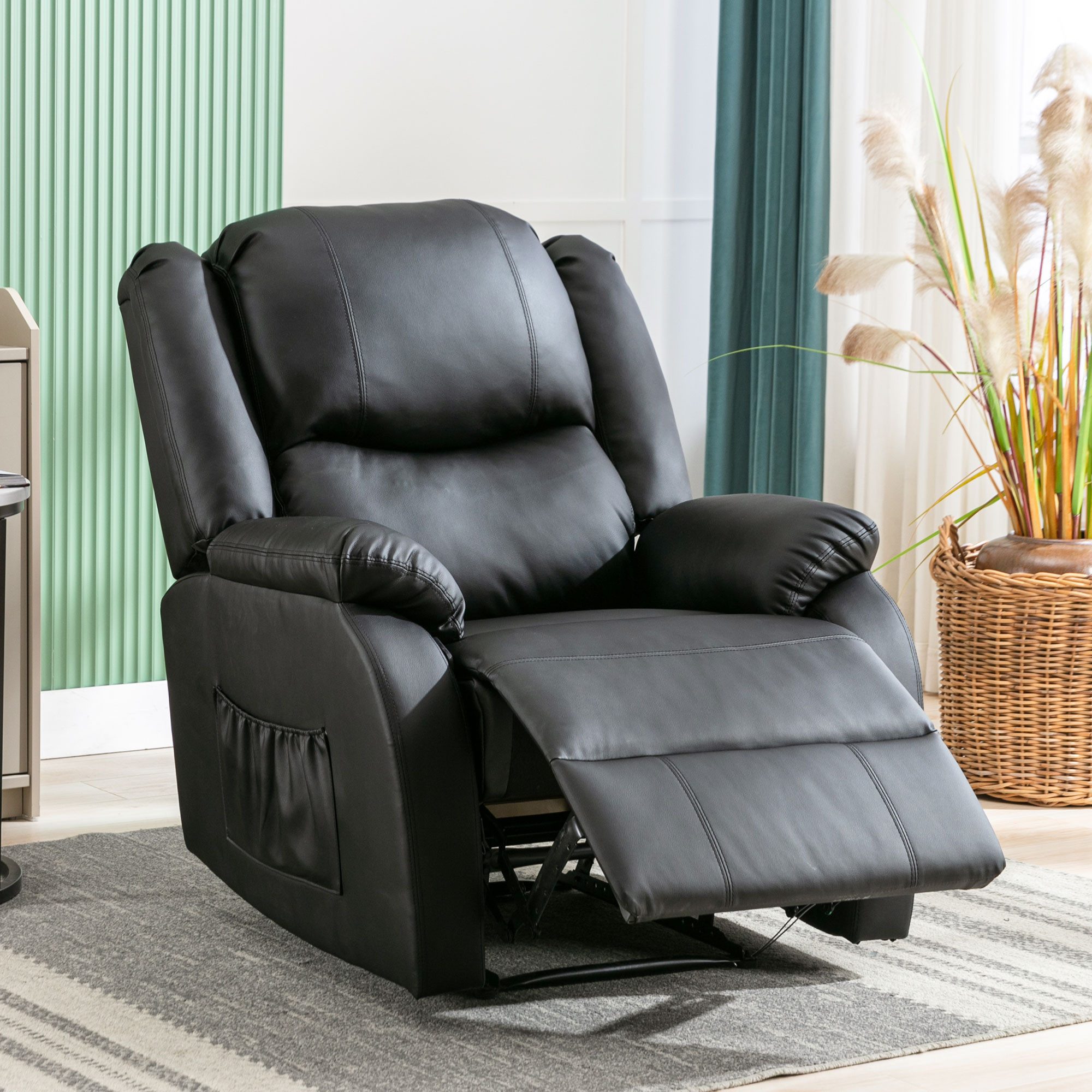 Furnishings Home TV-Sessel Кресла, Складывающиеся сидения, Кресла (Ausziehließer Liegestuhl PU Leder), Mit Liegefunktion, Fußstütze, Seitentasche für Wohnzimmer, bis 150 kg