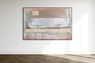 YS-Art Gemälde Akzent, Abstrakte Bilder, Abstraktes auf Leinwand Bild Handgemalt mit Rahmen Braun