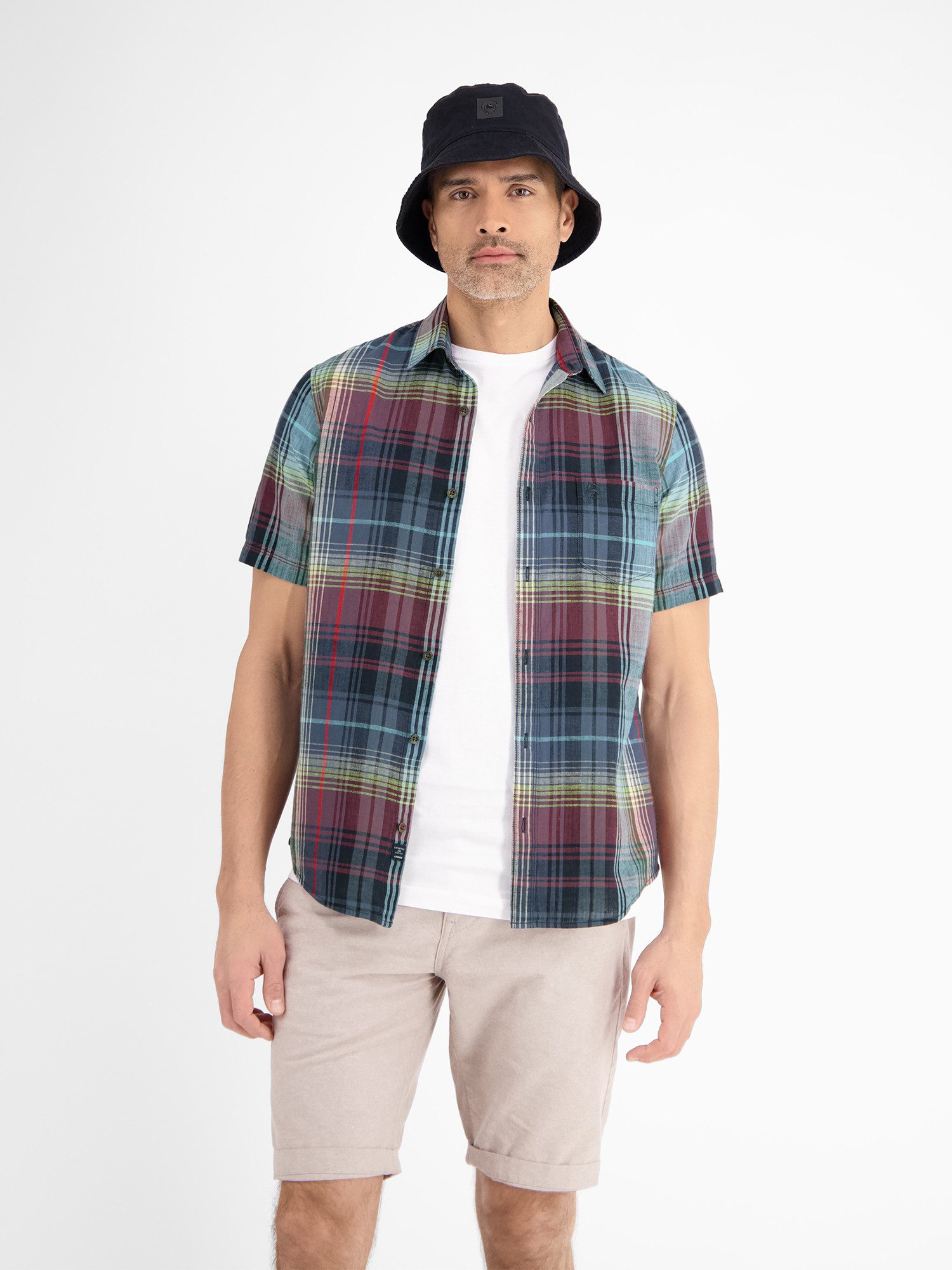 LERROS Kurzarmhemd LERROS Sommerliches Karohemd mit Leinenanteil günstig online kaufen