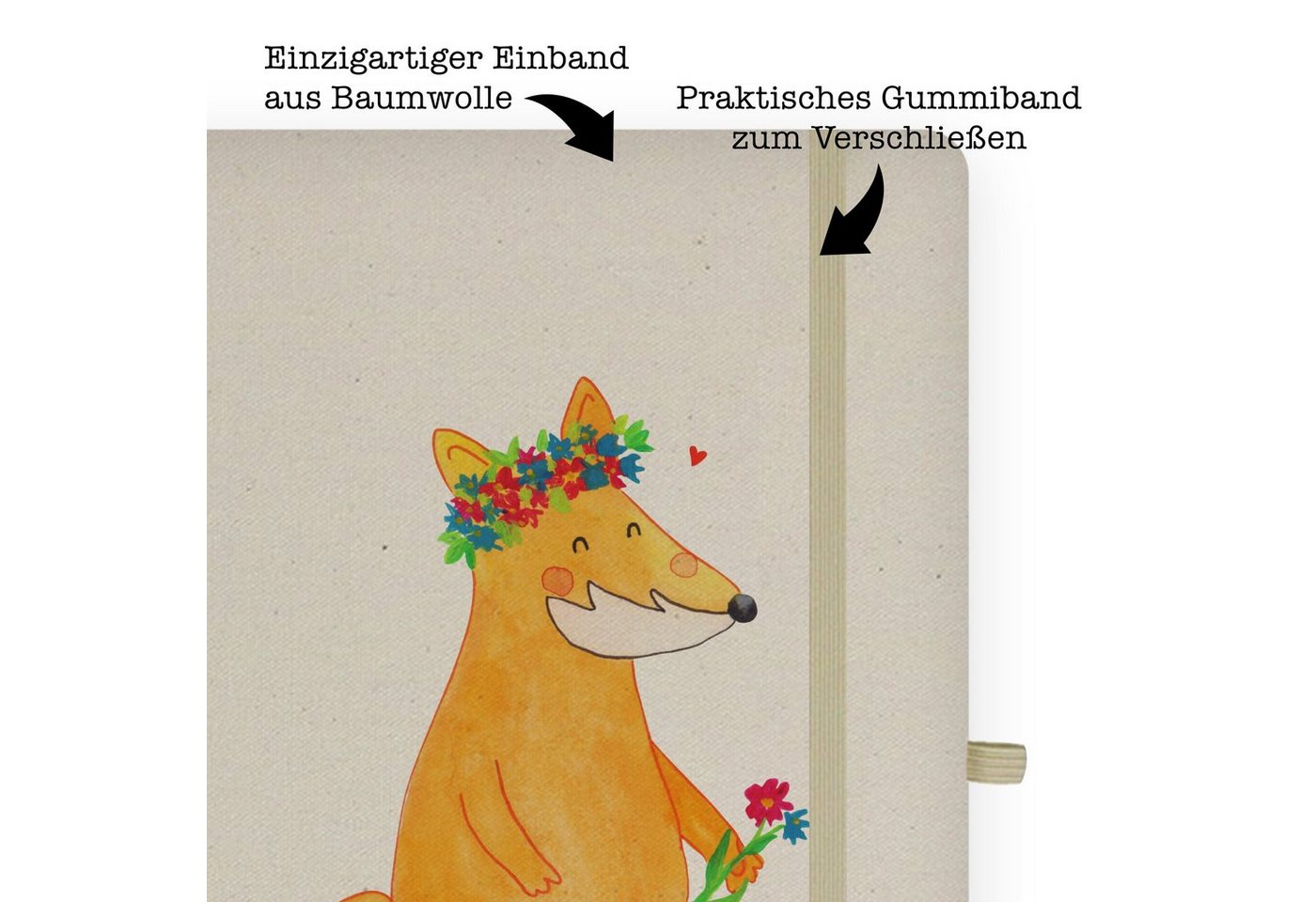 Thumbnail - Mr. & Mrs. Panda Notizbuch Fuchs Blumen - Transparent - Geschenk, Eintragebuch, Notizen, Schreib Mr. & Mrs. Panda, Bezau...