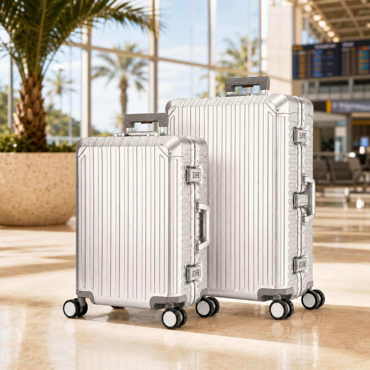 Travelhouse Kofferset 100% Aluminium TOKYO - verschiedene Farben, 4 Rollen, (2 tlg., S+L), mit stabilem Aluminium-Gehäuse, mit verstärkten Ecken