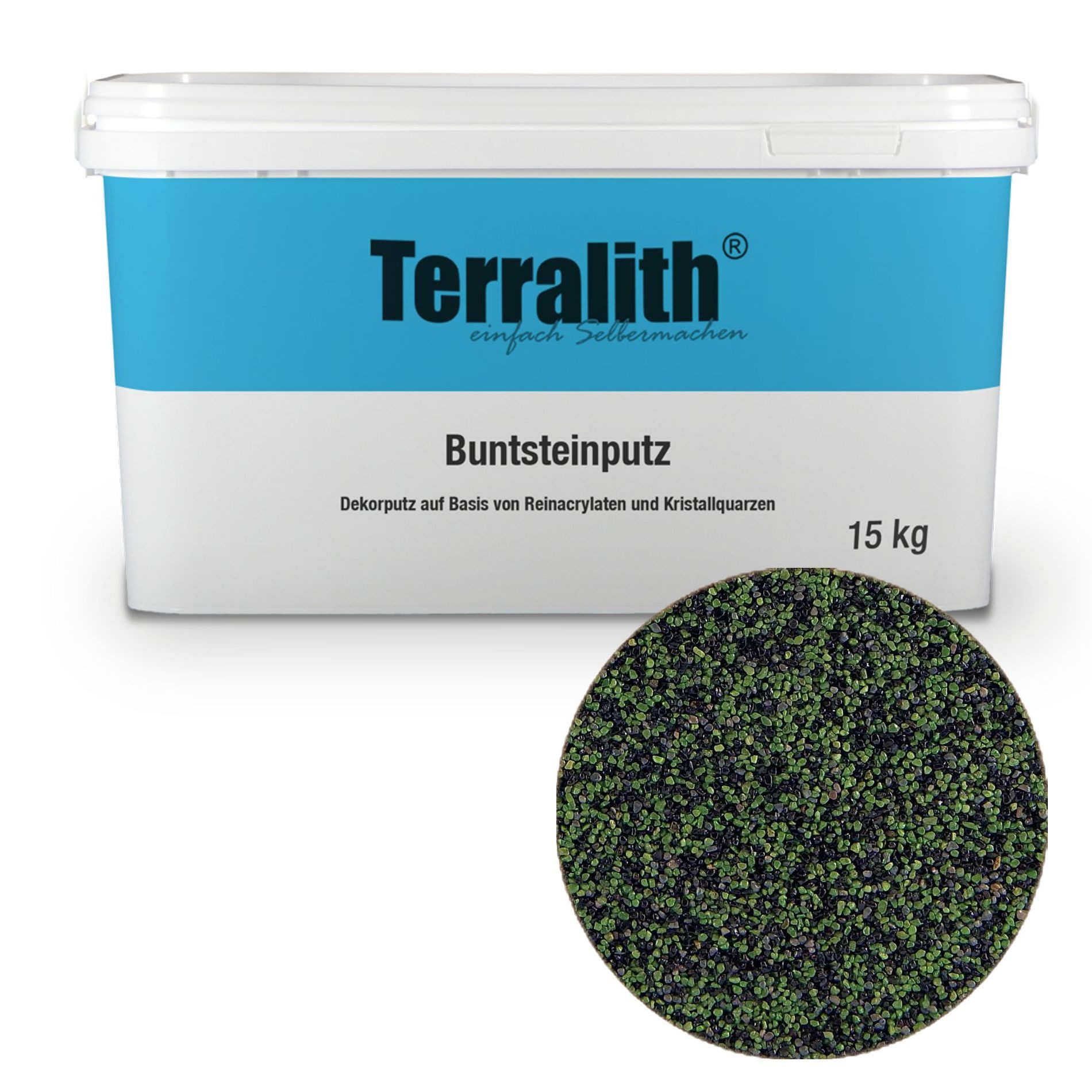 Terralith® Kunstharzputz Buntsteinputz Mosaikputz 2mm -15 kg- BSP34 (Eimer, Verarbeitungsfertig) Dekorationsputz aus Marmor-Granulat bzw. eingefärbter Körnung