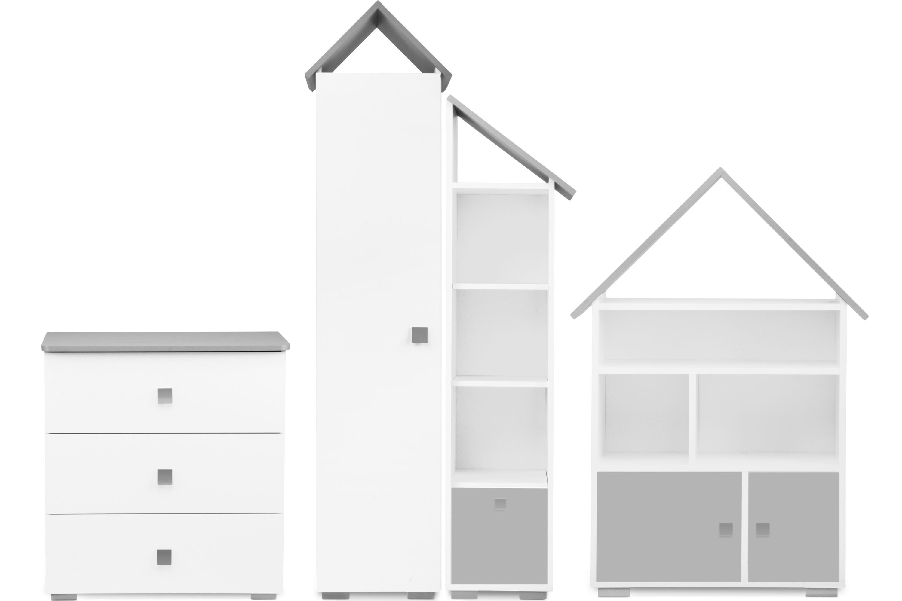 KONSIMO® Jugendzimmer-Set Jugendmöbel-Set, 4 Elemente PABIS, Möbel für Kinderzimmer, in Pastellfarben, Hausform