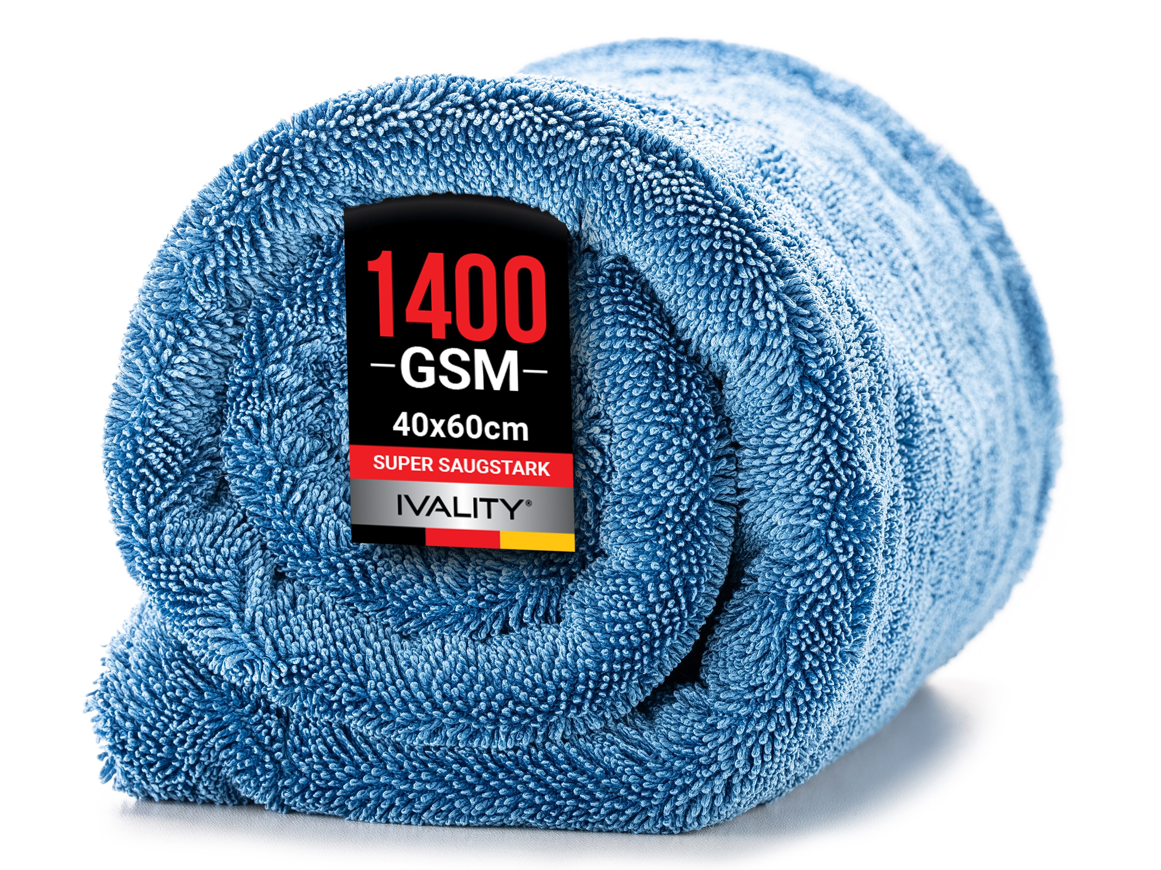 IVALITY IVALITY Auto Trockentuch XXL saugstarke 1400 GSM Twisted Mikrofaser Mikrofasertuch (Microfaser)