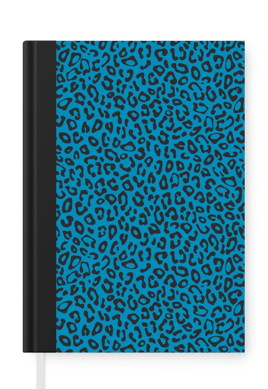 MuchoWow Notizbuch Panther Druck - Blau - Design - Tiere, Journal, Merkzettel, Tagebuch, Notizheft, A5, 98 Seiten, Haushaltsbuch