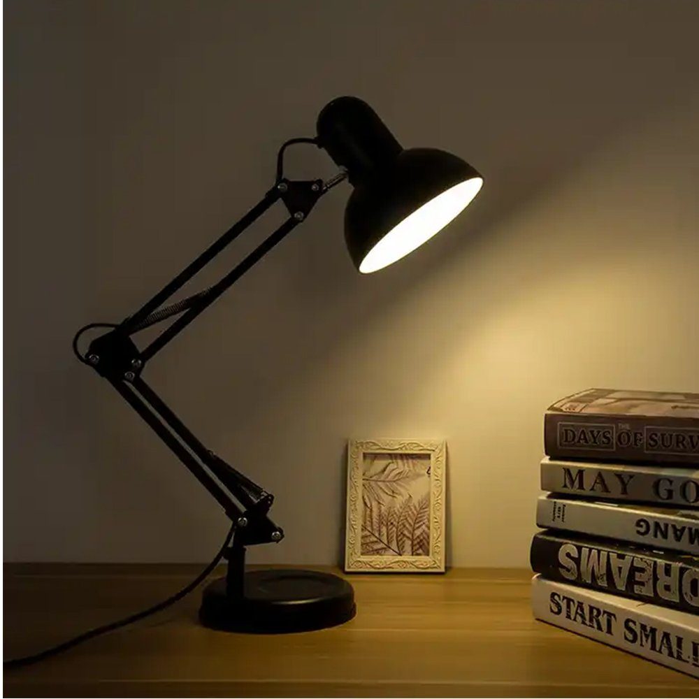 Arbeitslampe Retro Set AKKEE Leuchtmittel, Leuchtmittel, Sockel Arm mit Leselampe, und Schwarz, Einstellbarer ohne Clip verstellbarem Schreibtischlampe, Tischleuchte Arm, ohne