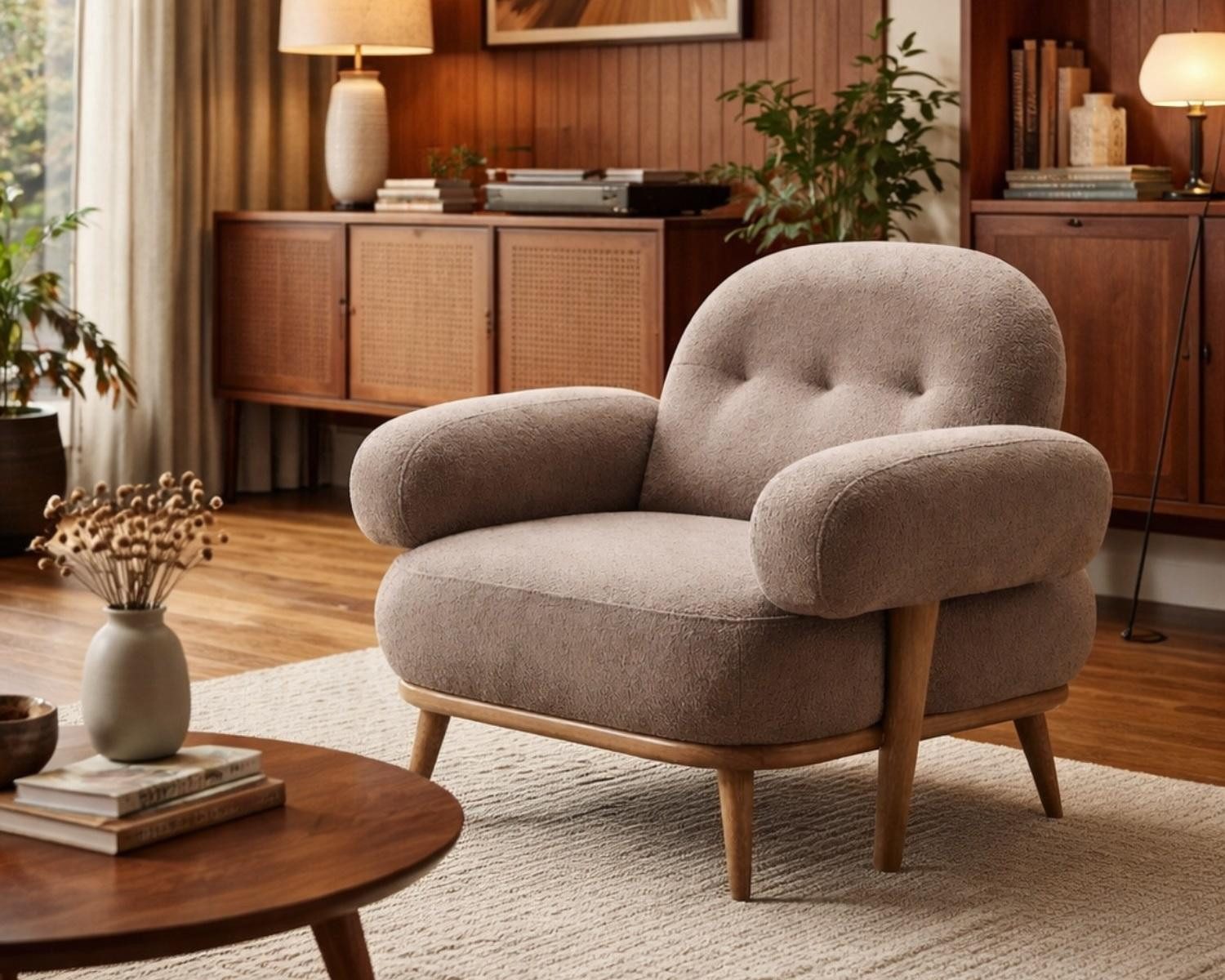 JVmoebel Wohnlandschaft Lounge-Sessel Moderner Stil Beigefarben Wohnzimmer Weicher Sessel, 1 Teile, Sofa U-form