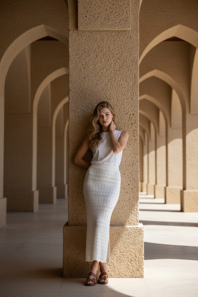 Zuckerwatte Strickrock Midirock in modischem Ajourstrick aus weicher Viskose Stretch Mischung