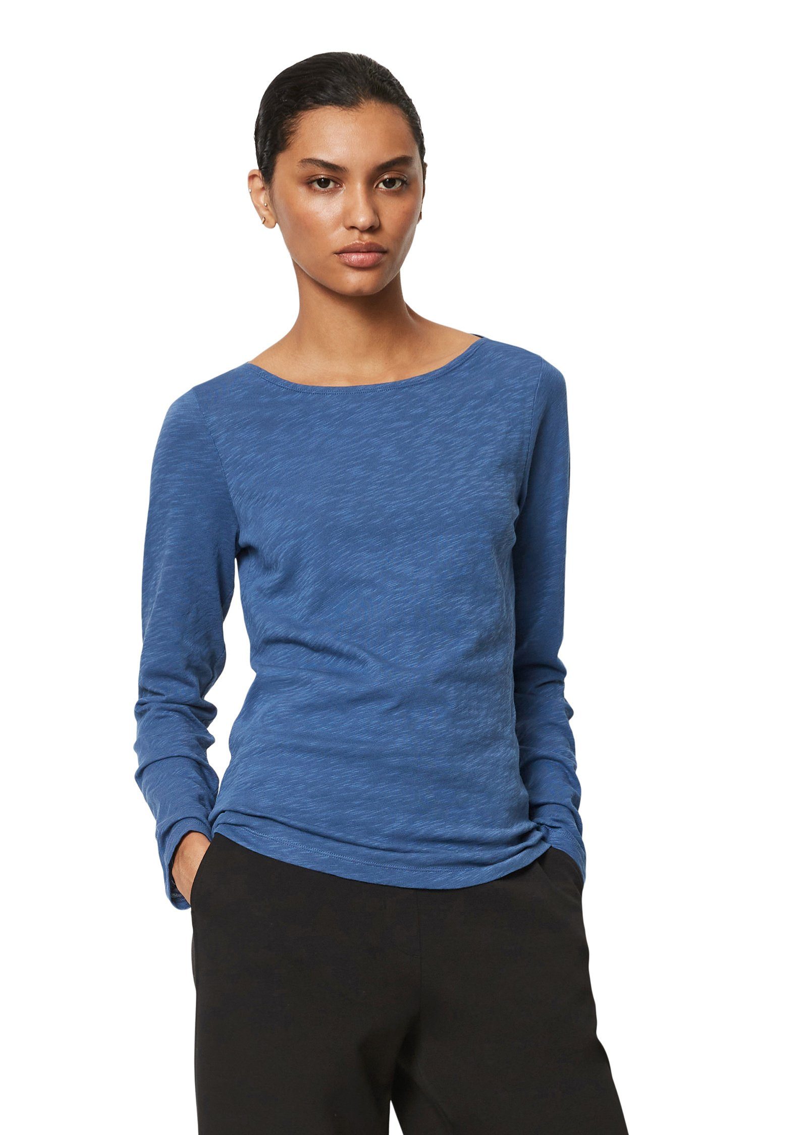 Marc O'Polo Langarmshirt aus Slub Jersey blau