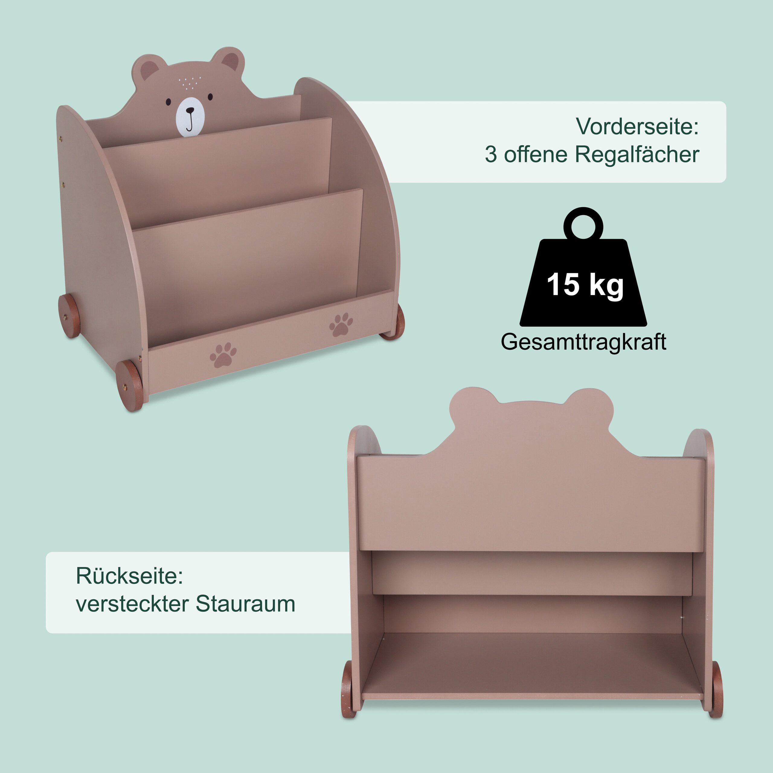 relaxdays Kinderregal Bücherregal Kinder Bär-Design, 1-tlg. – Bild 5 von 5
