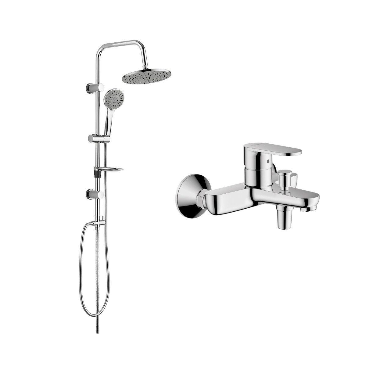 hansgrohe Wannenarmatur Vernis Blend mit Wannenmischer, Handbrause oder Regendusche, Aufputz (Spar-Set) Einhebel Badewannenarmatur, chrom oder schwarz matt