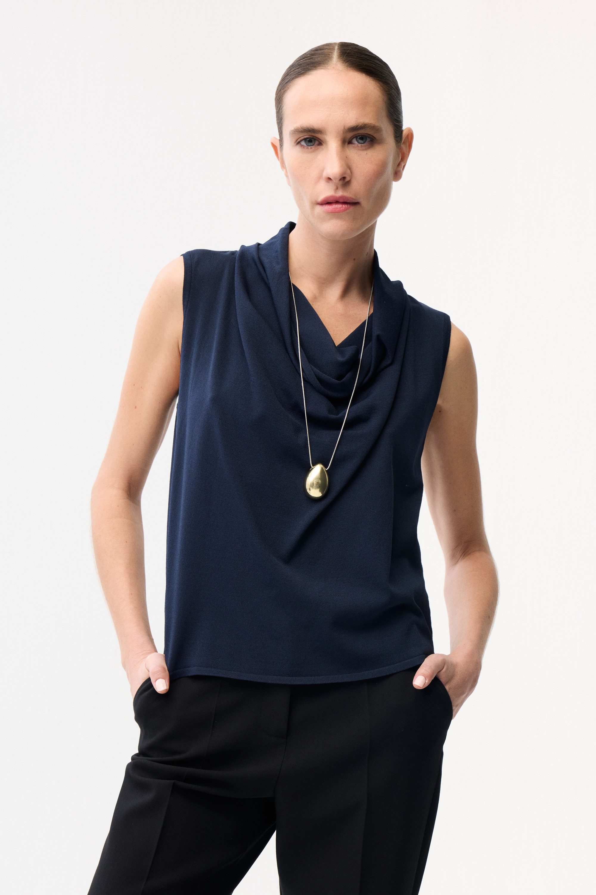 adL Blusentop Ärmellose Strickbluse