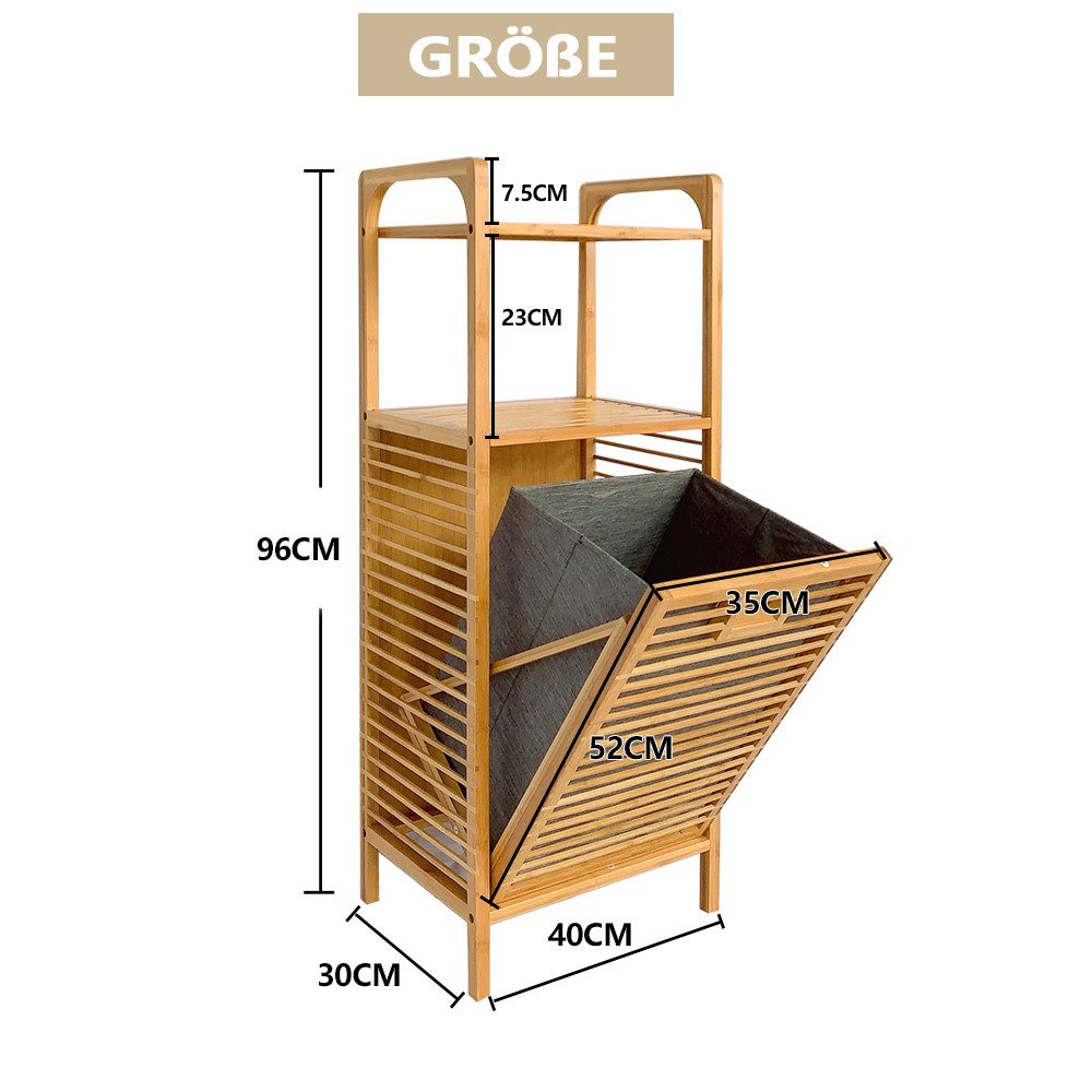 WAOHO Wäschekorb Badezimmerregal aus bambus, Abnehmbarer, faltbarer Wäschek günstig online kaufen