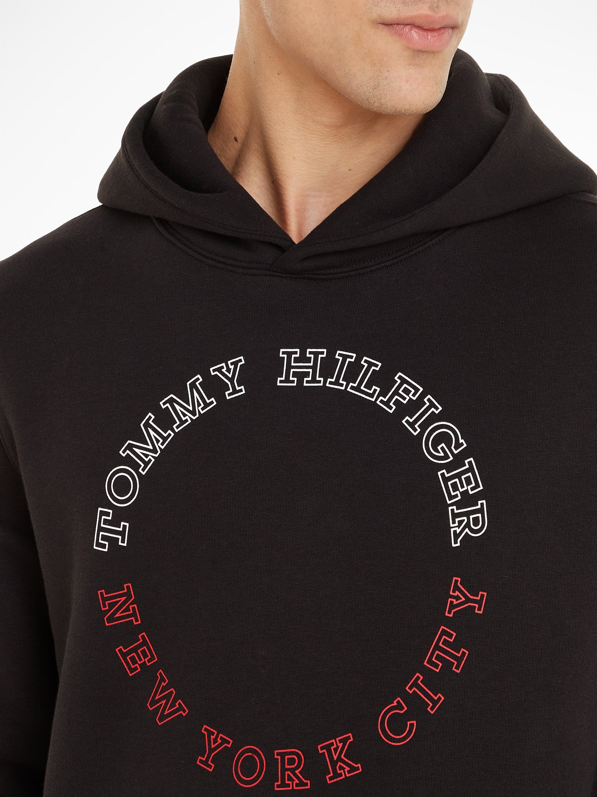 Tommy Hilfiger ROUNDALL MONOTYPE HOODY black Kapuzensweatshirt