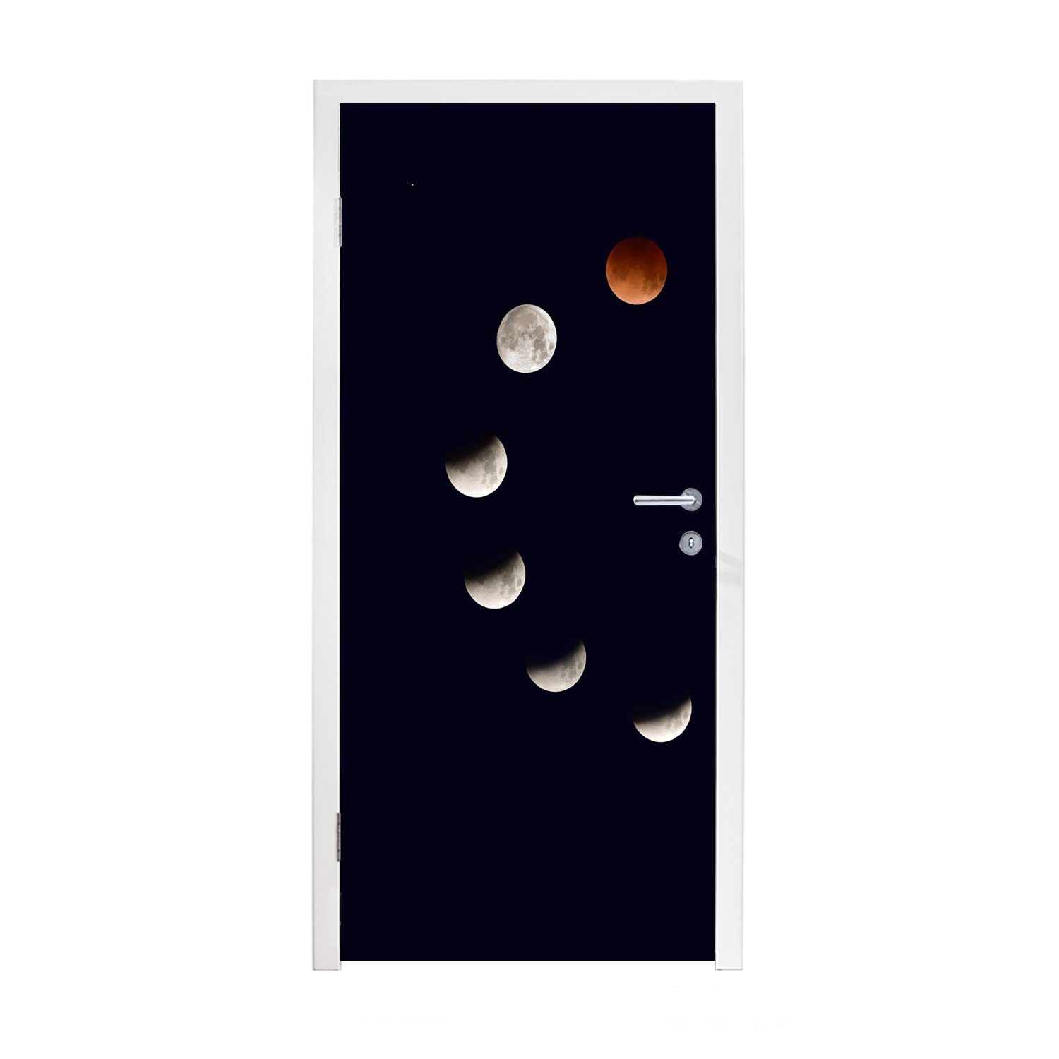 (1 75x205 Türaufkleber, St), für Mond Fototapete Tür, Bild MuchoWow Nacht, bedruckt, Matt, cm - - Türtapete