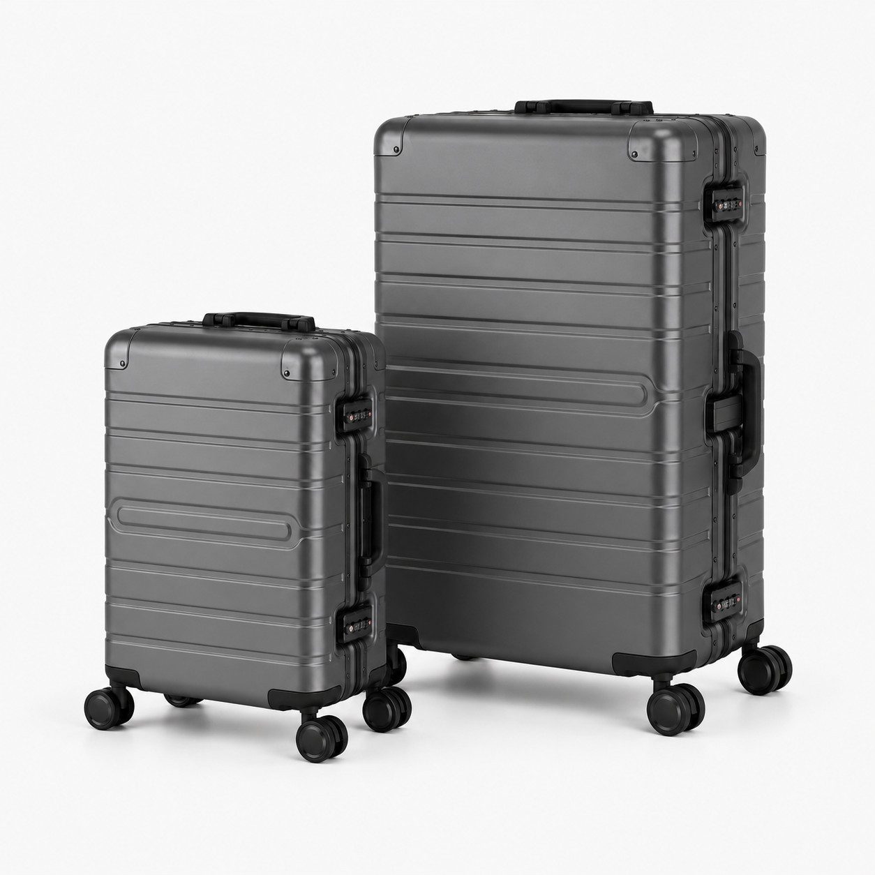 Travelhouse Kofferset 100% Aluminium OSLO - verschiedene Farben, 4 Rollen, (2 tlg., S+L), mit stabiler Aluminium-Hartschale und verstärkten Ecken