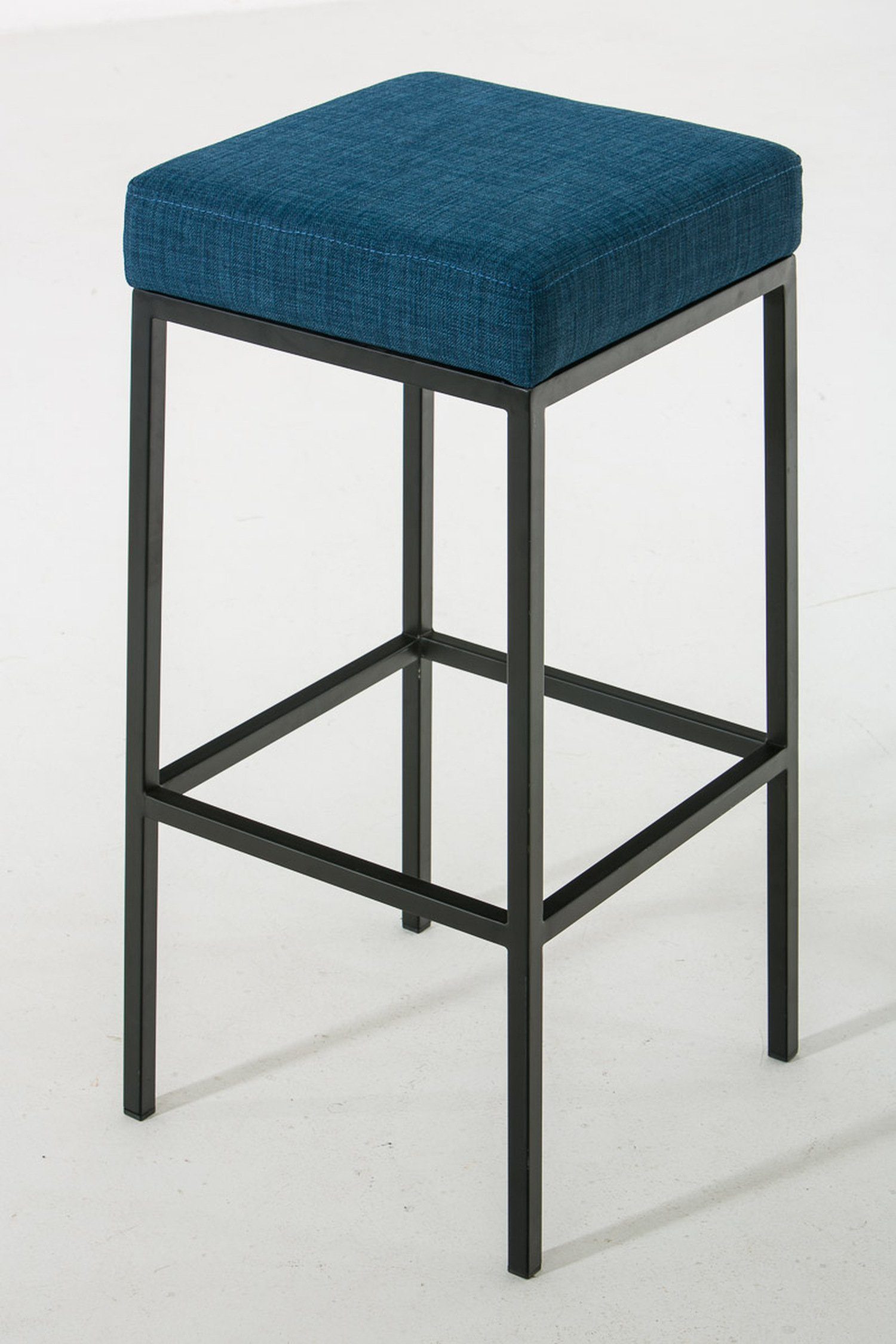 TPFLiving Barhocker Montana-B (mit Blau und schwarz hochwertiger Theke Hocker - Küche), Tresenhocker & Gestell Stoff Fußstütze Polsterung - Sitzfläche: - Metall für