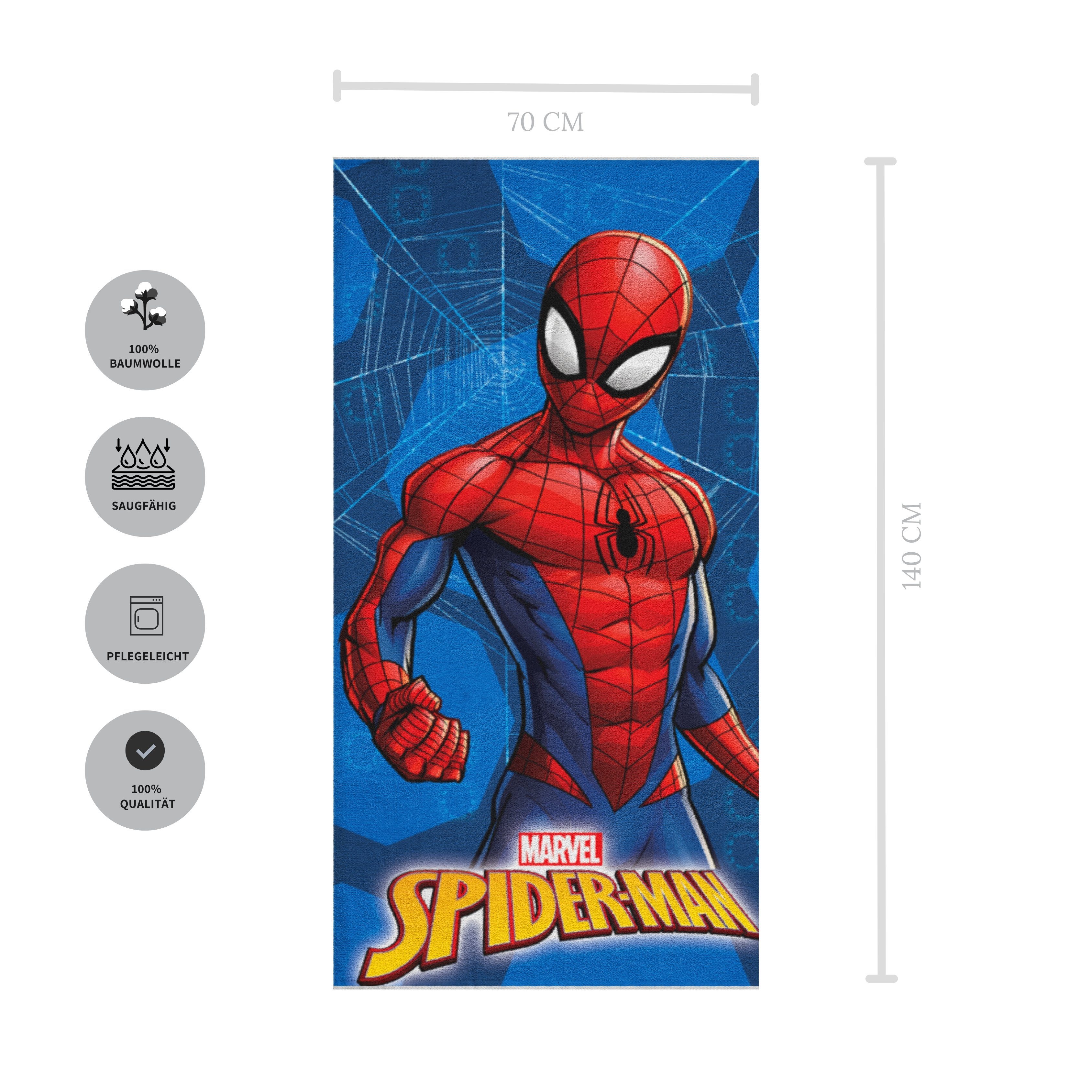 Bade-/Strandtuch 70x140 Badetuch Spiderman Marvel's MTOnlinehandel Baumwolle cm, 100 (1-St), %, Kinder