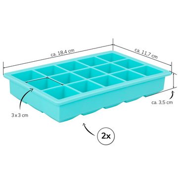 bremermann Eiswürfelbehälter 15er Silikon-Eiswürfelform, 2er-Set // 2 Stück für je 15 Eiswürfel