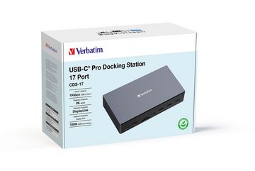 Verbatim Laptop-Dockingstation,USB-C Pro 17 in 1 Docking Station, HDMI, DP, RJ45, USB-A, SD, Micro SD, Audio, DC power, USB-C/Host